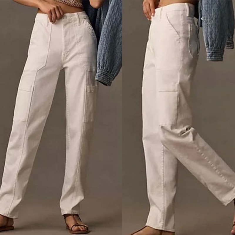 Nwt Mother The Private Double Pocket Skimp Straight Leg Jeans White Size: 26